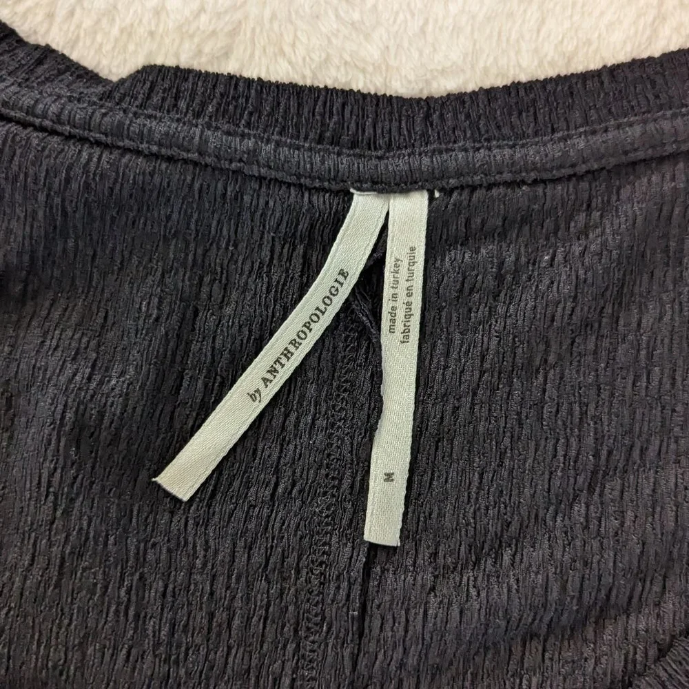 Anthropologie Black Long Sleeve Textured Top - Medium